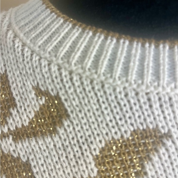 ALFRED DUNNER Vintage 80s/90s Gold Lurex Rose Sweater Small 💛 - Picture 3 of 7